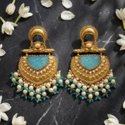 Aqua blue Kashmiri Jhumke