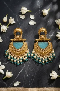 Aqua blue Kashmiri Jhumke