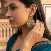 Aqua blue Kashmiri Jhumke