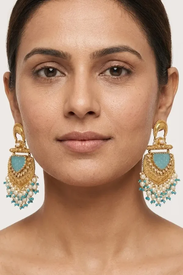 Aqua-blue-Kashmiri-Jhumke-4 Aqua blue Kashmiri Jhumke