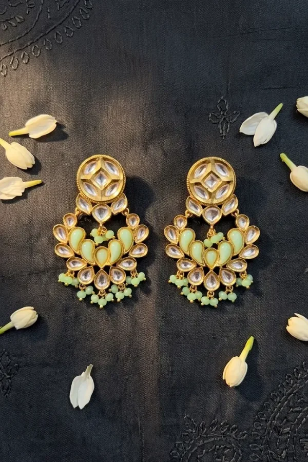 Mint green Kundan earrings