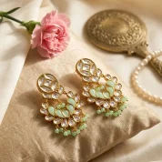 Mint green Kundan earrings