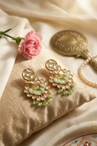 Mint green Kundan earrings