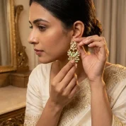 Mint green Kundan earrings
