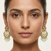 Mint green Kundan earrings