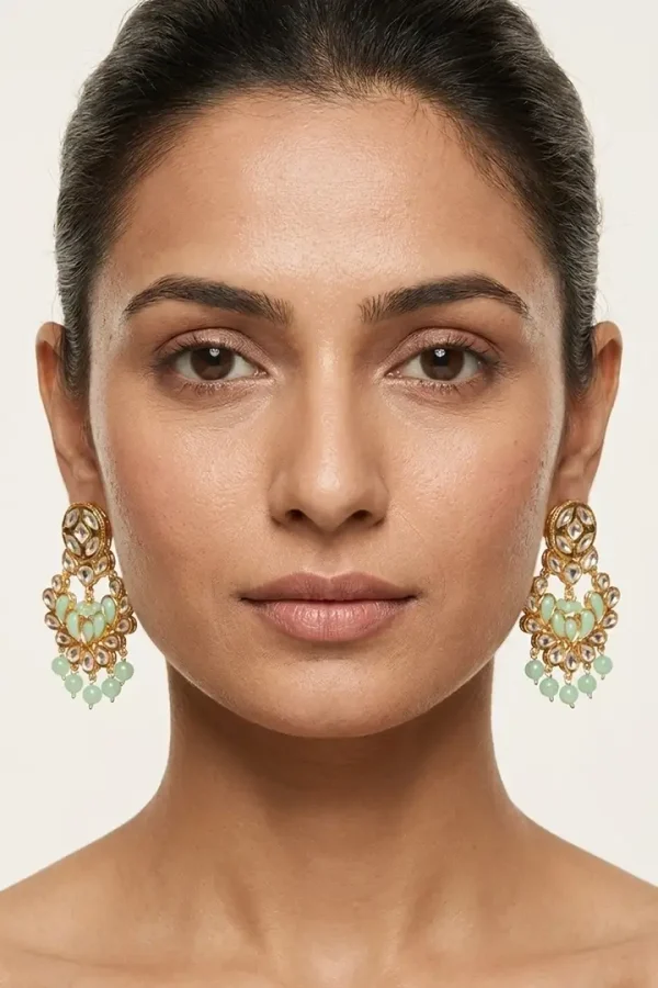 Mint green Kundan earrings