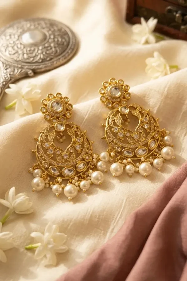 Regal-hoops-pearl-Kundan-jhumke-3 Regal hoops pearl Kundan jhumke
