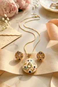 White-kundan-pendant-set