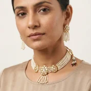 golden-leaf-pearl-choker-set