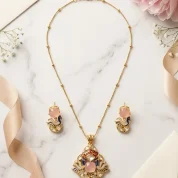 rosy-peacock-pendant-set