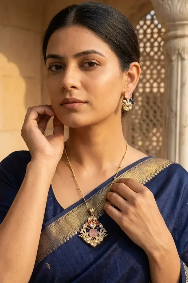 rosy-peacock-pendant-set