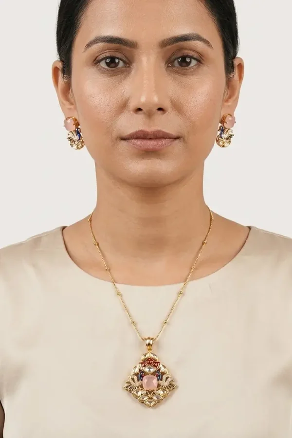 rosy-peacock-pendant-set