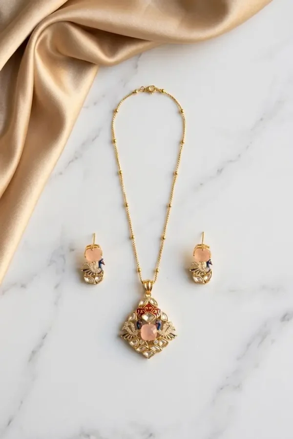 rosy-peacock-pendant-set