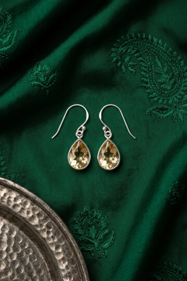 Natural Citrine Stone Earring